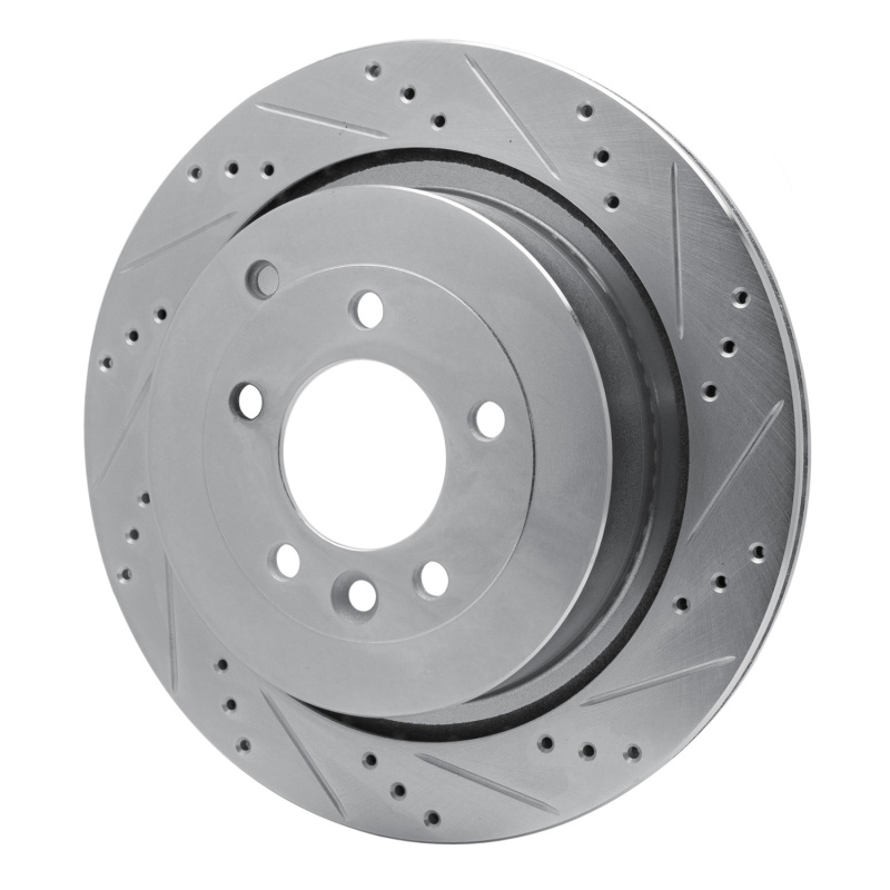Land Rover LR4 Brake Rotor (1) - Rear Right - R1 Concepts - Drilled & Slotted - Silver - `05-`16